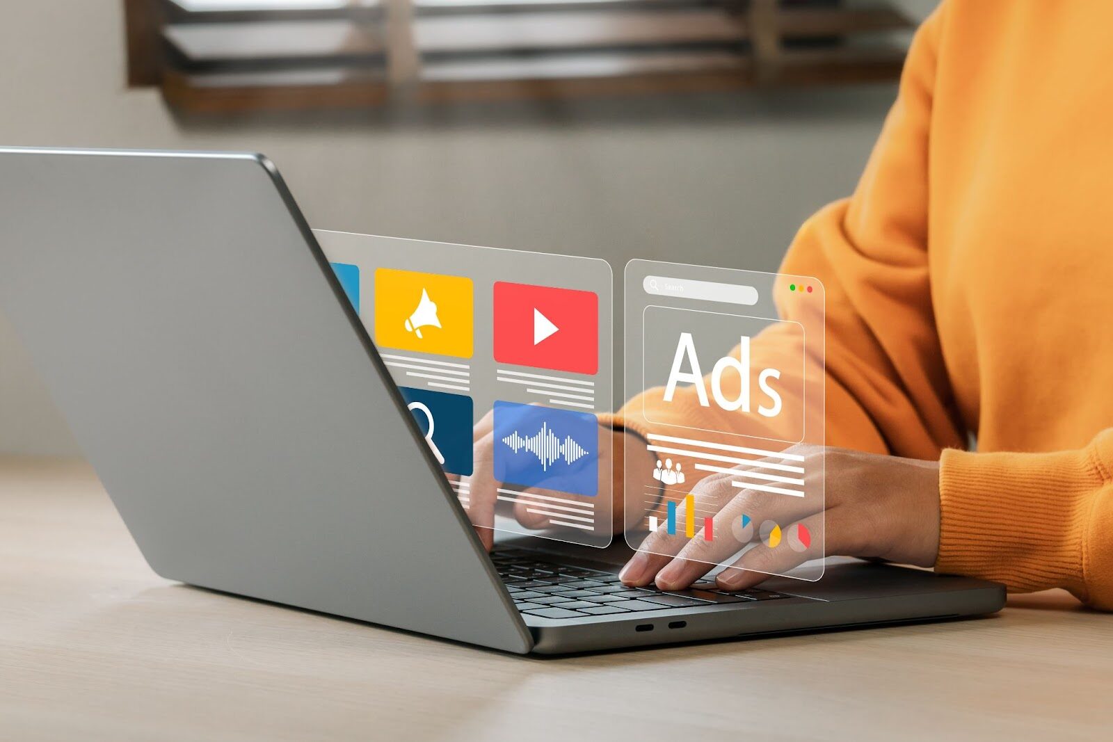 Digital Marketing image with AI helping ads like youtube ads meta ads