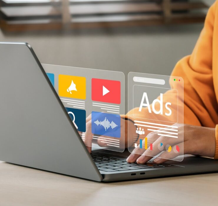 Digital Marketing image with AI helping ads like youtube ads meta ads